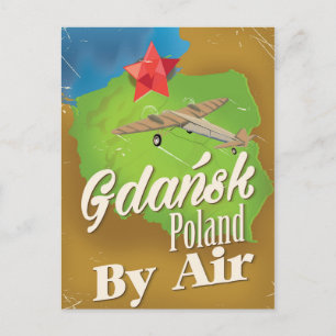 Carte Postale Affiche de vol vintage Gdańsk Pologne