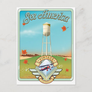 Carte Postale Affiche de vol vintage style années 50 See America