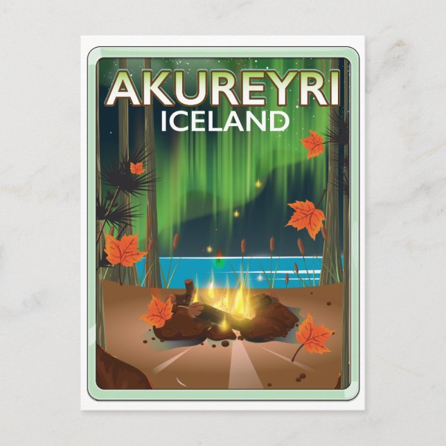 Carte Postale Affiche de voyage à Akureyri Islande (Devant)