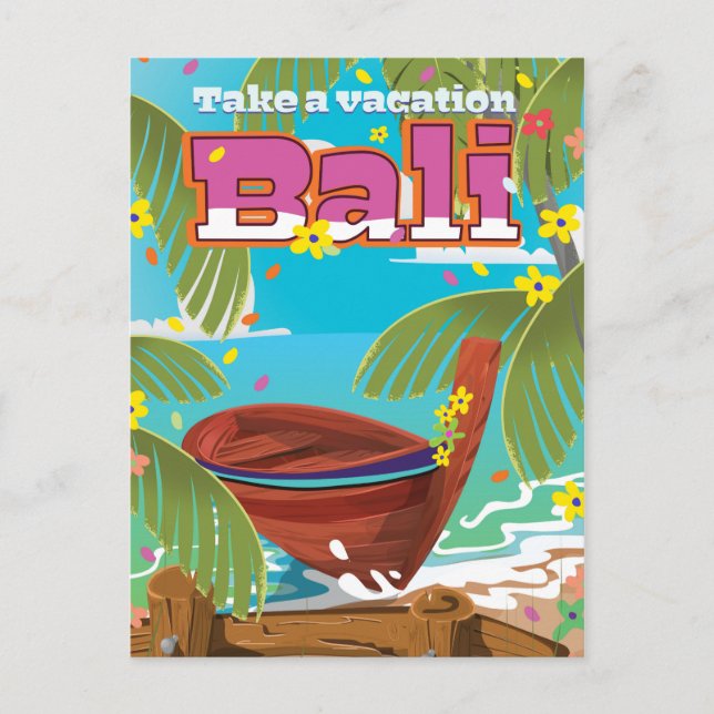 Carte Postale Affiche de voyage à Bali. (Devant)