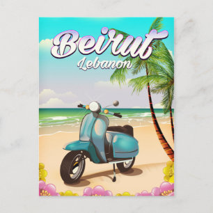 Carte Postale Affiche de voyage à Beyrouth au Liban en scooter