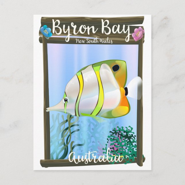 Carte Postale Affiche de voyage à Byron Bay Australie. (Devant)
