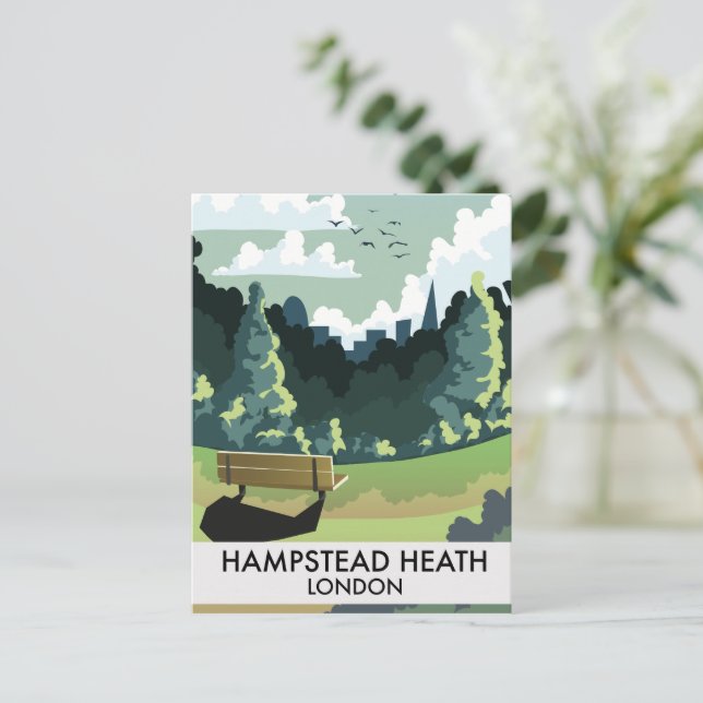 Carte Postale Affiche de voyage à Hampstead Heath Londres. (Debout devant)