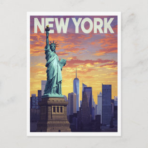 Carte Postale Affiche de voyage à New York : Coucher de soleil s