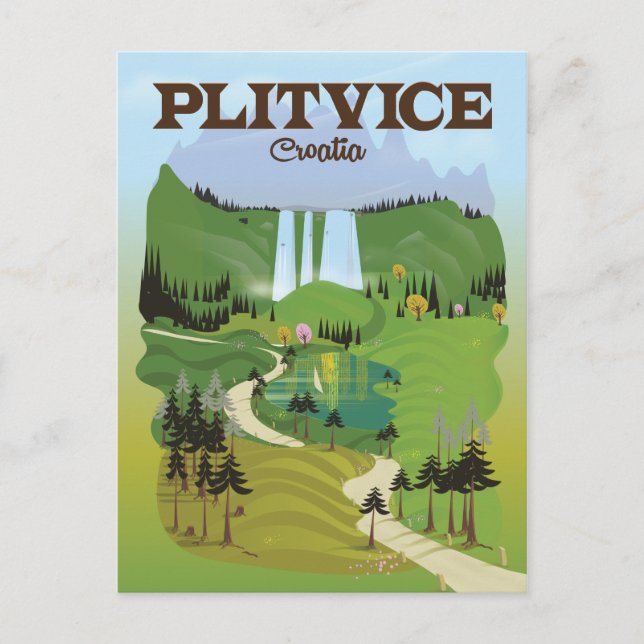Carte Postale Affiche de voyage à Plitvice Croatie (Devant)