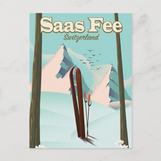 Carte Postale Affiche de voyage à Saas Fee Ski (Devant)