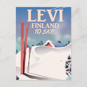 Carte Postale Affiche de voyage à ski à Levi, Finlande