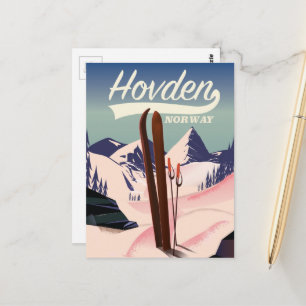 Carte Postale Affiche de voyage à ski Hovden Norvège.