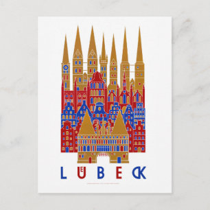 Carte Postale Affiche de voyage ancienne restaurée de Lübeck All