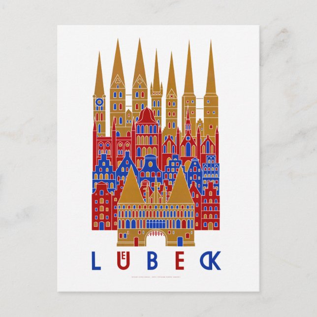 Carte Postale Affiche de voyage ancienne restaurée de Lübeck All (Devant)
