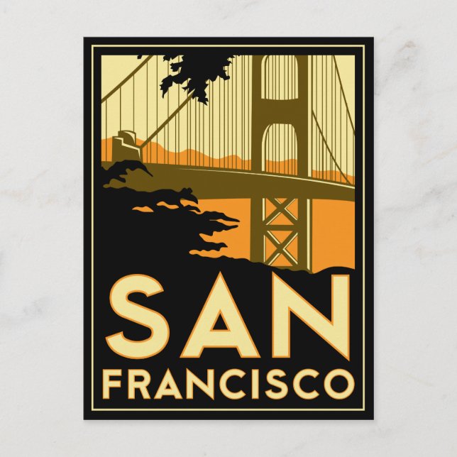 Carte Postale Affiche de voyage Art déco de San Francisco (Devant)