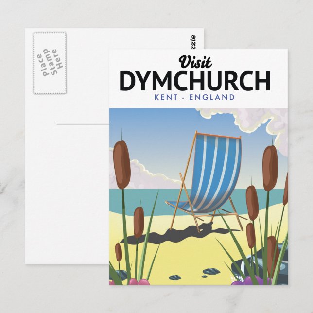 Carte Postale Affiche de voyage au bord de la mer à Dymchurch Ke (Devant / Derrière)