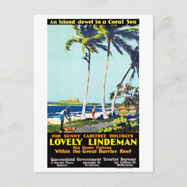Carte Postale Affiche de voyage Australia Vintage restaurée (Devant)