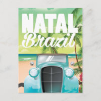 Affiche de voyage automobile vintage Natal Brésil