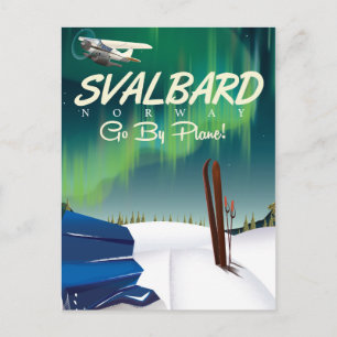 Carte Postale affiche de voyage aux aurores boréales de Svalbard
