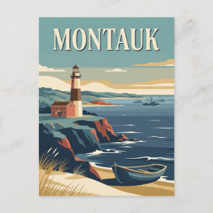 Carte Postale Affiche de voyage côtière du phare de Montauk New
