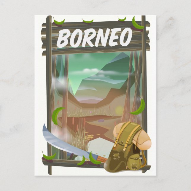 Carte Postale Affiche de voyage dans la jungle de Bornéo (Devant)
