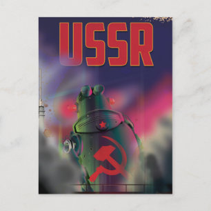Carte Postale Affiche de voyage de dessin animé de la Russie sov