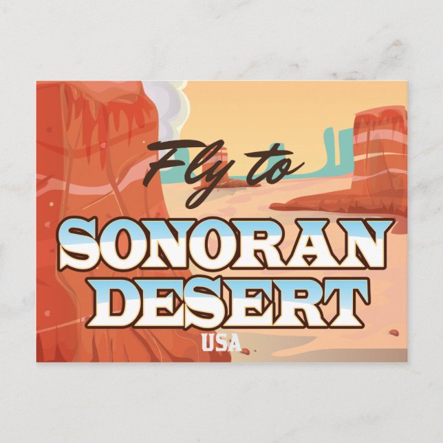 Carte Postale Affiche de voyage de dessin animé du désert de Son (Devant)