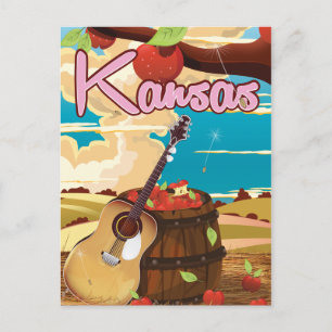 Carte Postale Affiche de voyage de dessin animé du Kansas vintag