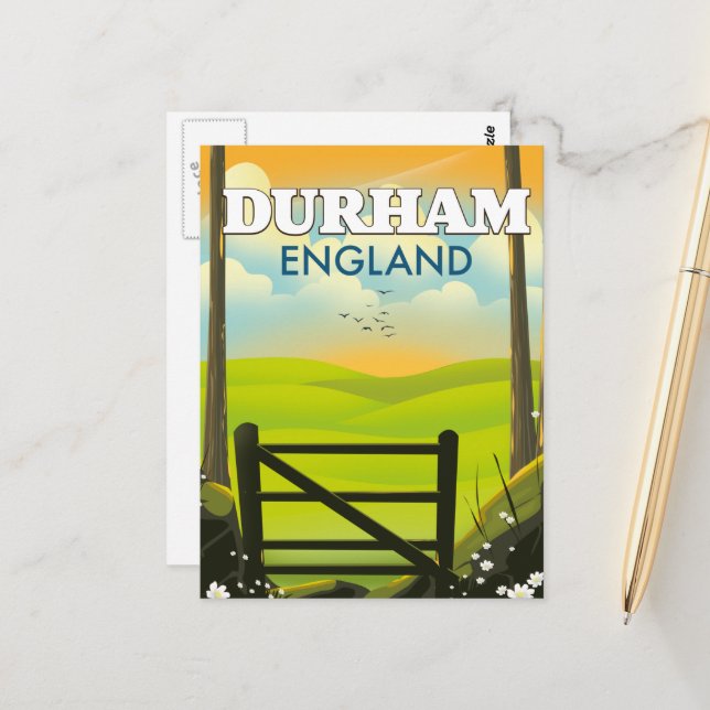 Carte Postale Affiche de voyage de Durham Angleterre (Devant/Arrière en situation)