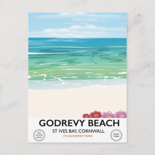 Carte Postale Affiche de voyage de Godrevy Beach St Ives Bay, Co