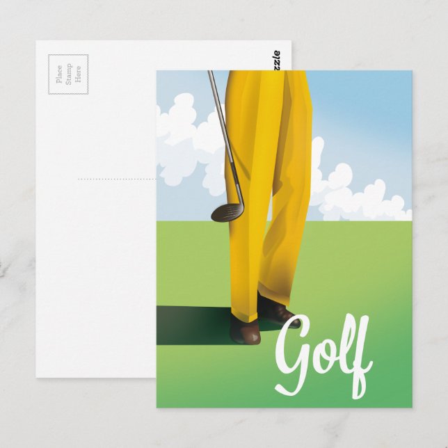 Carte Postale Affiche de voyage de golf vintage (Devant / Derrière)