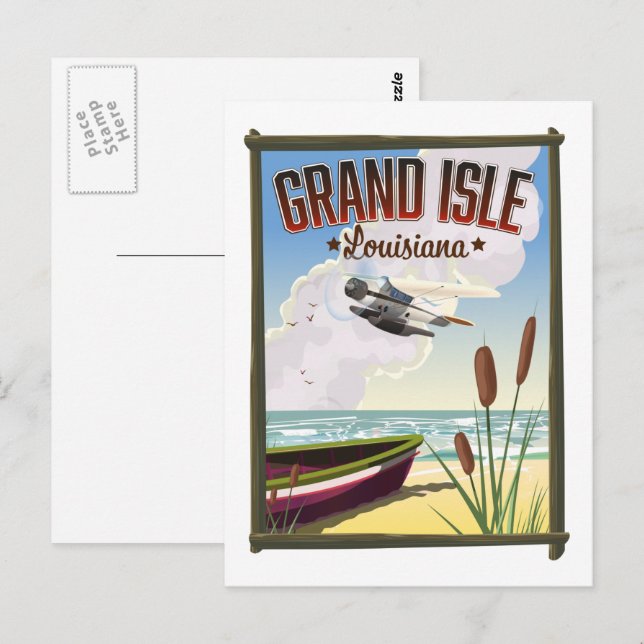Carte Postale Affiche de voyage de Grand Isle, Louisiane  (Devant / Derrière)