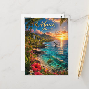 Carte Postale Affiche de voyage de la côte tropicale de Maui Haw
