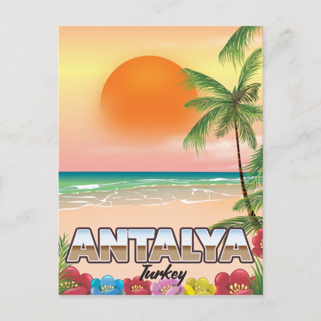 Carte Postale Affiche de voyage de la plage d'Antalya Turquie (Devant)