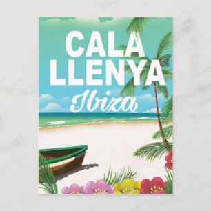 Carte Postale affiche de voyage de la plage de cala llenya ibiza