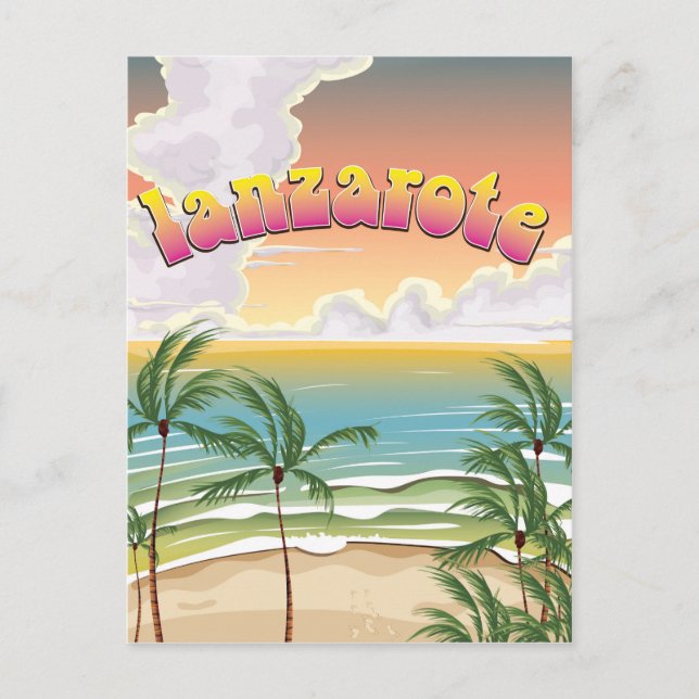 Carte Postale Affiche de voyage de la plage de Lanzarote (Devant)