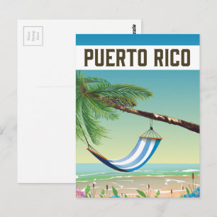 Carte Postale Affiche de voyage de la plage de Porto Rico.