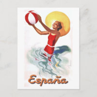 Affiche de voyage de la plage d'Espagne 1940