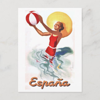 Carte Postale Affiche de voyage de la plage d'Espagne 1940
