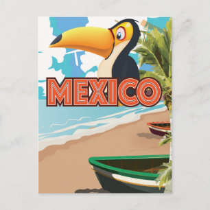 Carte Postale Affiche de voyage de la plage du Toucan Mexicain.