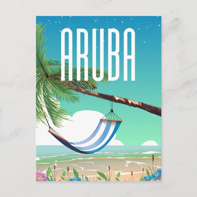 Carte Postale Affiche de voyage de la plage hamac d'Aruba (Devant)