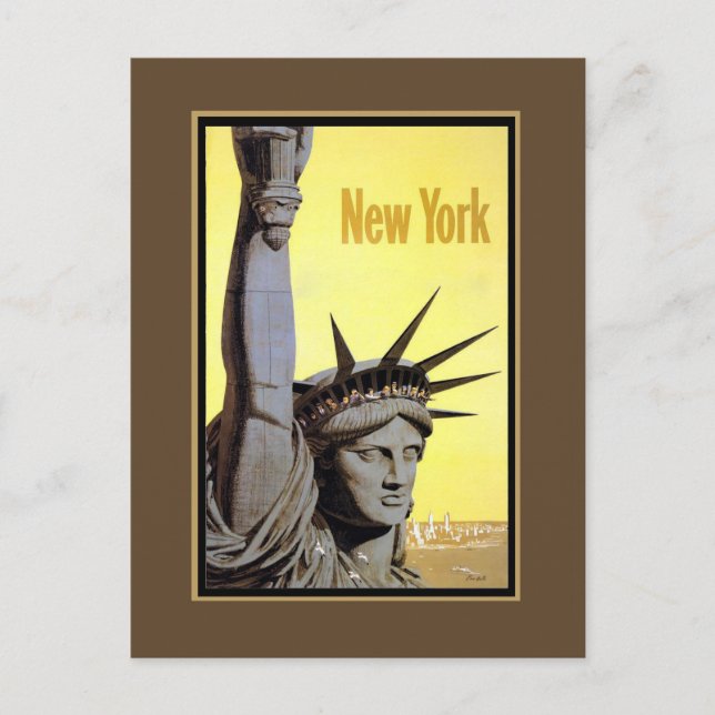 Carte Postale affiche de voyage de la statue de la liberté à New (Devant)