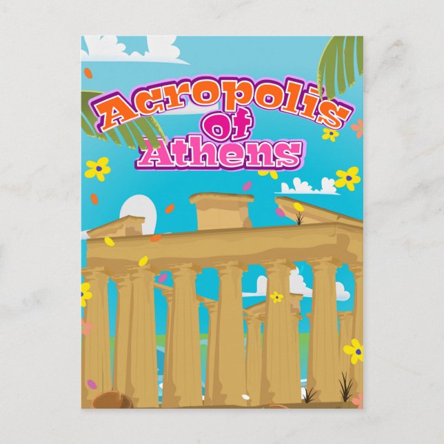 Carte Postale Affiche de voyage de l'Acropole d'Athènes Grèce. (Devant)