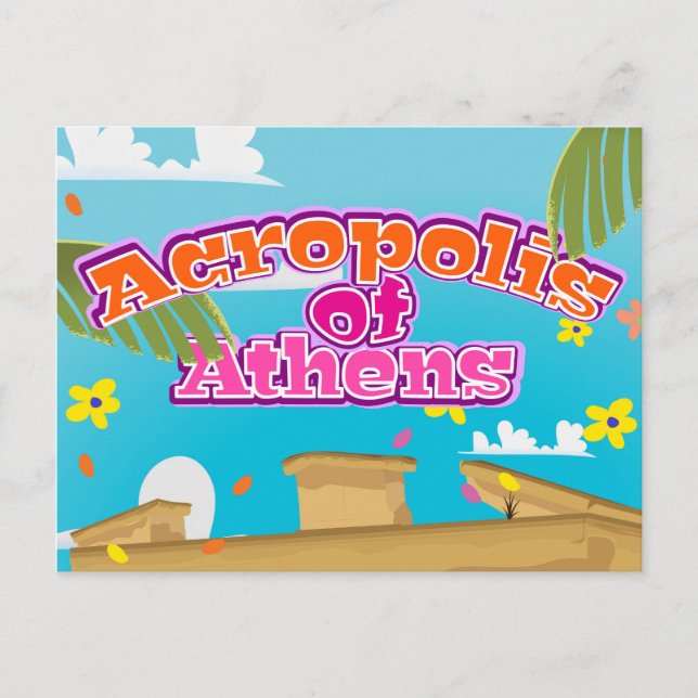 Carte Postale Affiche de voyage de l'Acropole d'Athènes Grèce. (Devant)