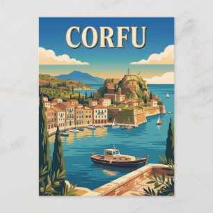 Carte Postale Affiche de voyage de l'île vintage Corfou Grèce