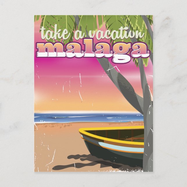 Carte Postale Affiche de voyage de Malaga Espagne. (Devant)