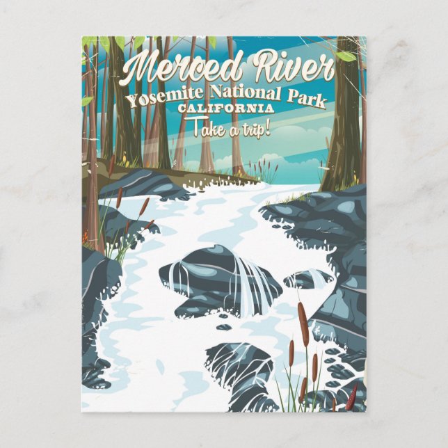 Carte Postale Affiche de voyage de Merced River en Californie (Devant)