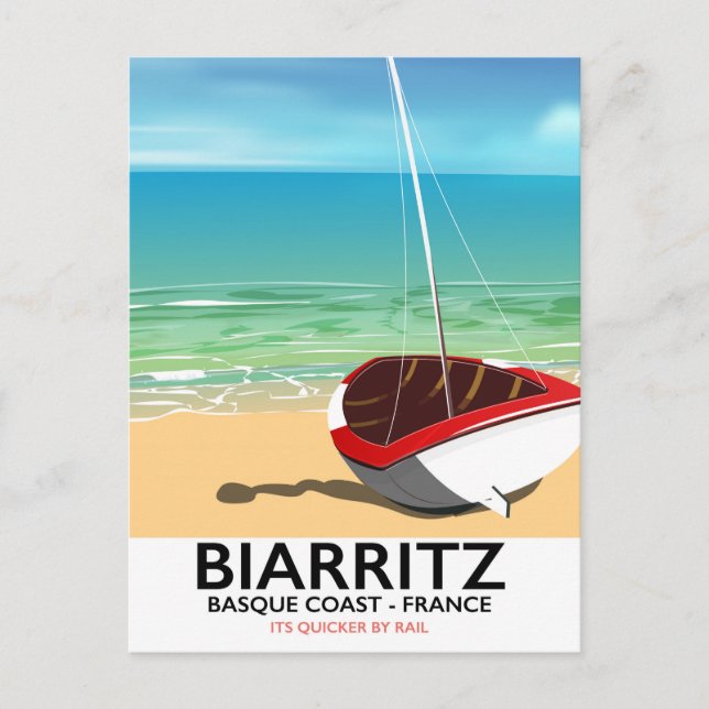 Carte Postale Affiche de voyage de plage Biarritz France (Devant)