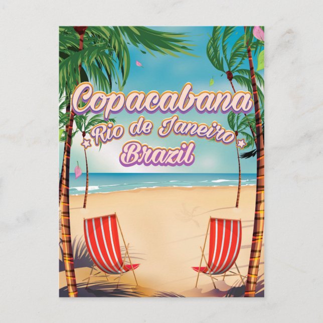 Carte Postale Affiche de voyage de plage Copacabana, Rio de Jane (Devant)