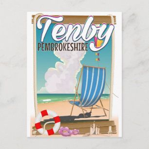 Carte Postale Affiche de voyage de plage Tenby Pembrokeshire