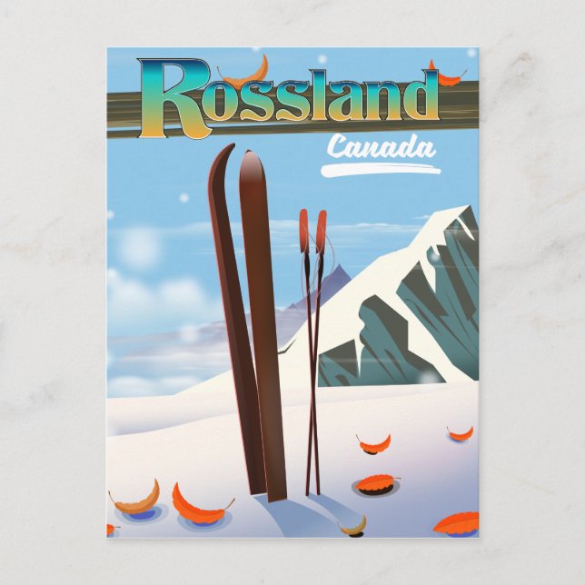 Carte Postale Affiche de voyage de Rossland Canada. (Devant)