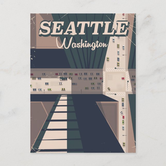 Carte Postale Affiche de voyage de Seattle, État de Washington (Devant)