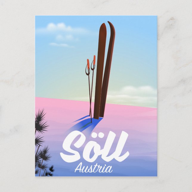 Carte Postale Affiche de voyage de ski à Söll, Autriche (Devant)