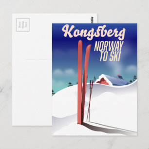 Carte Postale Affiche de voyage de ski de Kongsberg norvège.